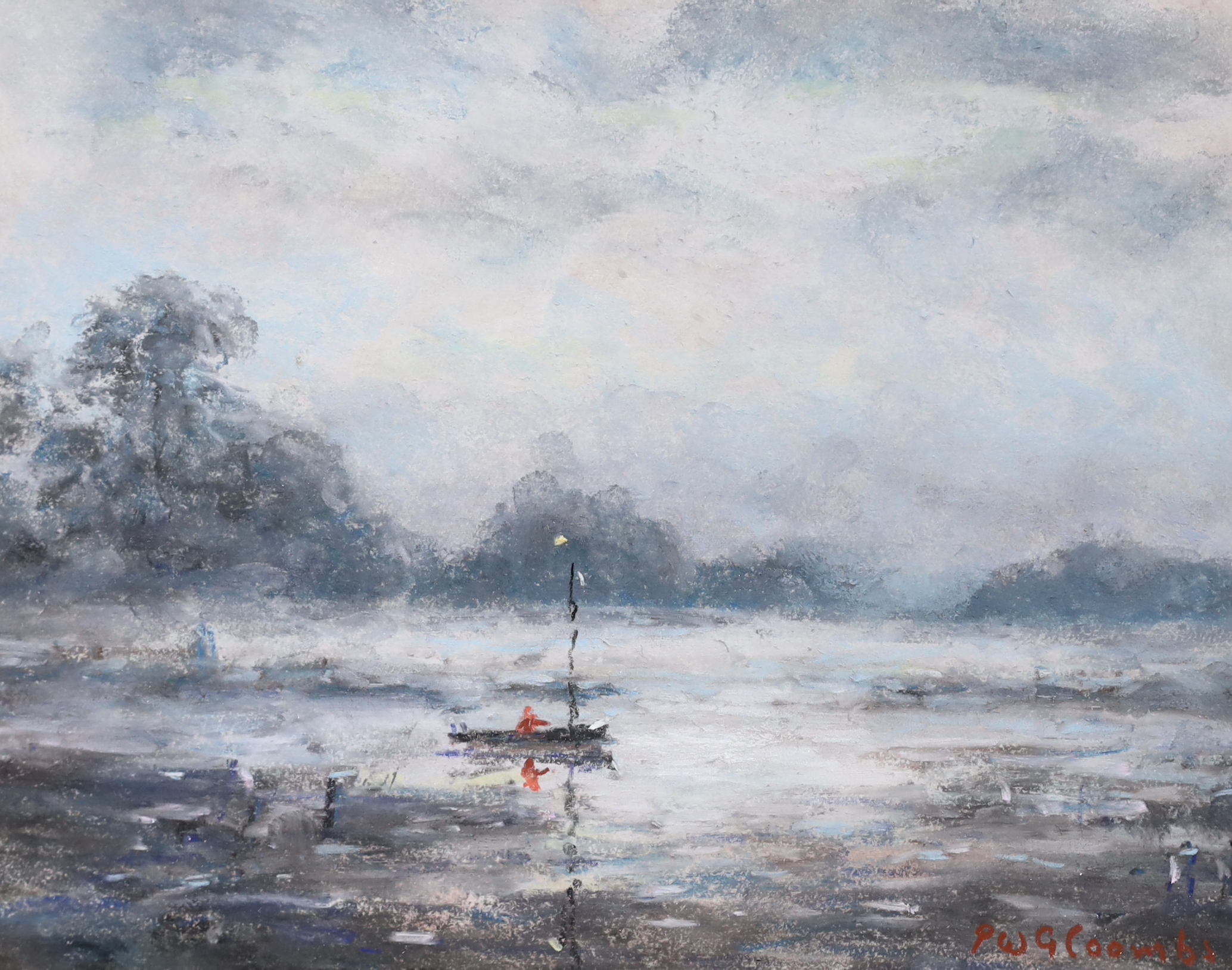 Peter Coombs (1929-2007) three pastels, ‘Thames Moon’, ‘Running late’ and one other, one signed, largest 15 x 19cm